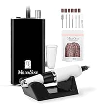 MelodySusie Professional Rechargeable 30000 rpm Nail Drill,SC320H Portable Electric E File Scamander, Acrylic Gel Grinder Tools with 6 Bits and Sanding Bands for Manicure Pedicure Carve Polish (White)
