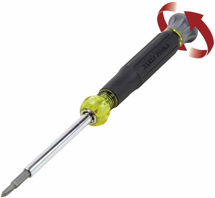 Klein Tools 32581 4-in-1 Electronics Screwdriver Set with 2 Slotted, 2 Phillips Precision Machined Bits, Ideal for Terminal Blocks