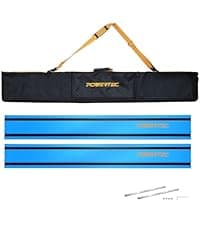 POWERTEC Universal Circular Saw Track Plate Compatible with Most Track Saw Guide Rails and Straight Edge Clamps, Tool-Free Mounting System, Adjustable Fence for Fast and Accurate Cuts (71993)
