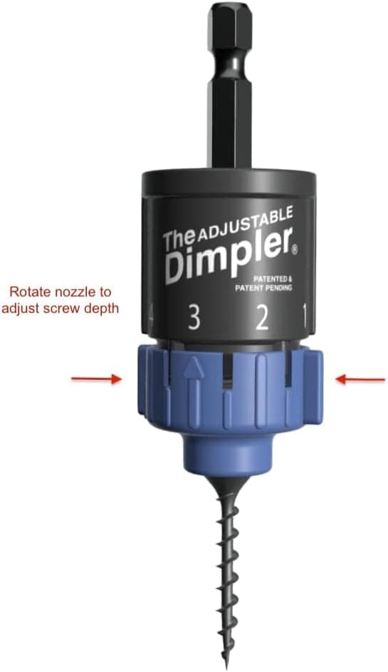 Adjustable DIMPLER ® - Drywall Bit & Screw Gun Attachment, Converts Drill into Drywall Screw Gun or Deck Screwdriver, Magnetic Bit Holder for Fast, Accurate Installation
