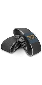 POWERTEC 3 x 21 Inch Sanding Belts, 10PK, 80 Grits Aluminum Oxide Sandpaper, 3x21 Sanding Belt for Portable Belt Sander, Woodworking, Paint Sanding, Metalworking, Rust Removal, Polishing (110430)
