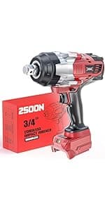 Cordless Impact Wrench 1/2" Compatible with Milwaukee 18V Battery, 1000Ft-lbs(1360N.m) High Torque Impact Driver, Electric Impact Gun with 4-Mode Speed, LED Work Light for Car(Bare Tool)