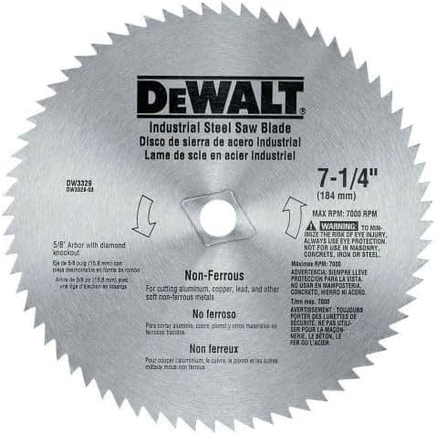 DEWALT Circular Saw Blade, 7 1/4 Inch, 68 Tooth, Metal Cutting (DW3329)