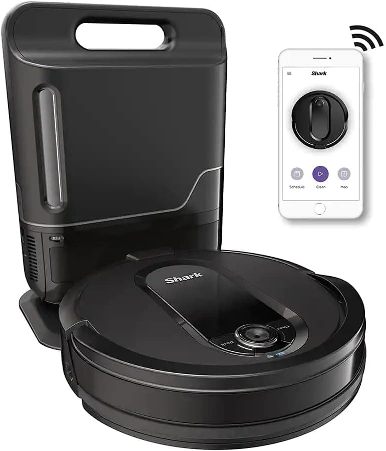 Shark AV1010AE IQ Robot Vacuum with XL Self-Empty Base, Bagless, 45-Day Capacity, Advanced Navigation, Alexa & Wi-Fi, Multi-Surface Brushroll, for Pets, Dander & Dust, Carpet & Hard Floor, Black