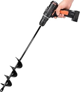 TCBWFY Auger Drill Bit for Planting 1.6x16.5inch Extended Length Garden Auger Spiral Drill Bit for Planting Bulbs Flowers,Post Hole Digger for 3/8”Hex Drill