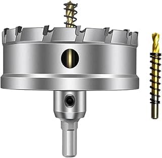 ASNOMY Tungsten Carbide Tipped Hole Saw Drill Bit for Hard Metal, 4 Inch T.C.T Hole Saw Cutter with 2pcs Titanium-Plated Pilot Drill bit for Metal, Stainless Steel, Iron, Wood, Plastic