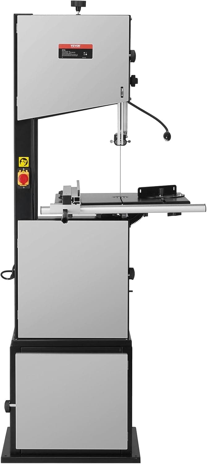VEVOR Band Saw, 14-Inch, 480-960 RPM Continuously Viable Benchtop Bandsaw, 1100W 1-1/2HP Motor, with Optimized Work Light Workbench Stand Cabinet Assembly and Miter Gauge, for Woodworking Aluminum