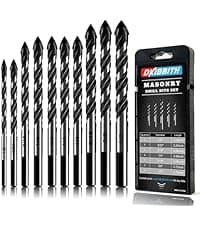 Masonry Concrete Drill Bit Set for Tile, Brick, Glass, Plastic and Wood, Tungsten Carbide Tip Work with Ceramic Tile, Wall Mirror, Paver on Concrete or Brick Wall, 10 Pcs