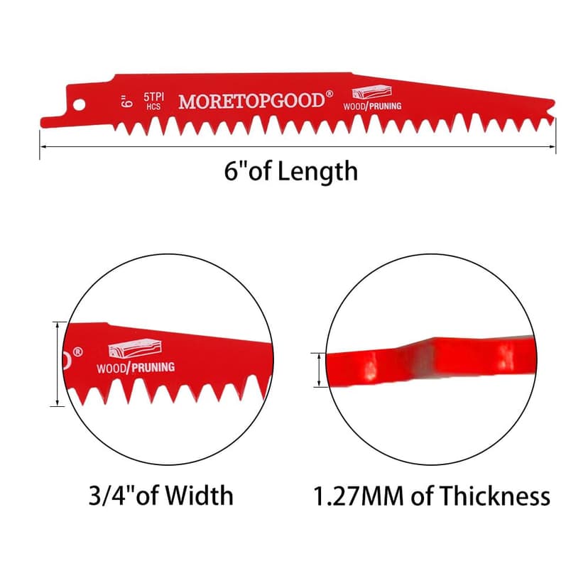 Wood Pruning Reciprocating Saw Blades,6 Inch Saw Blades for Trees Wood Cutting, Wood Saw Blades (5 Pack/5TPI)