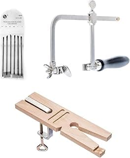 SE 3-in-1 Professional Jeweler's Saw Set - Saw Frame, 144 Blades, and V-Slot Bench Pin with Clamp - Versatile Tools for Precise Jewelry Making