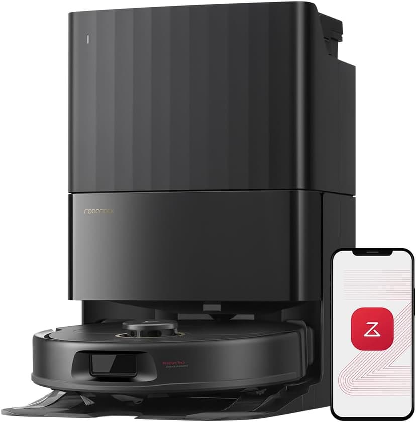 roborock Qrevo S5V Robot Vacuum Cleaner, 12,000Pa Suction, Dual Anti-Tangle Brushes, Smart Obstacle Avoidance, Dual Liftable Spinning Mops, Auto Mop Washing, Self Drying, Self-Emptying & Refilling