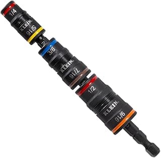 Klein Tools 32933 Klein Tools 32933 Impact Driver, SAE 7-in-1 Impact Rated Socket Set, 3 Flip Sockets with 6 Hex Driver Sizes and 1/4-Inch Bit Holder, 5-Inch Shaft