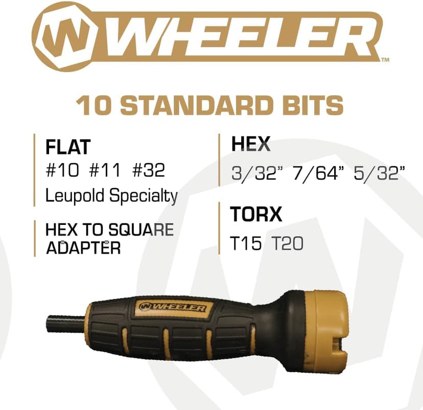 Wheeler Digital FAT (Firearms Accurizing Torque) Wrench with Interchangeable Bits and LCD Display for Firearm Maintenance, Gunsmithing, RC Vehicles, Drone, Mechanic Work, and More