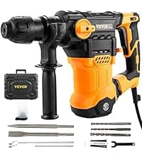 VEVOR 5/8" SDS-Plus Rotary Hammer Drill,20V Brushless Cordless Hammer Drills,4.0Ah Lithium-Ion Battery Powered,3.0A Fast Charger,Electric Demolition Hammers Variable Speed,Power Tool For Concret