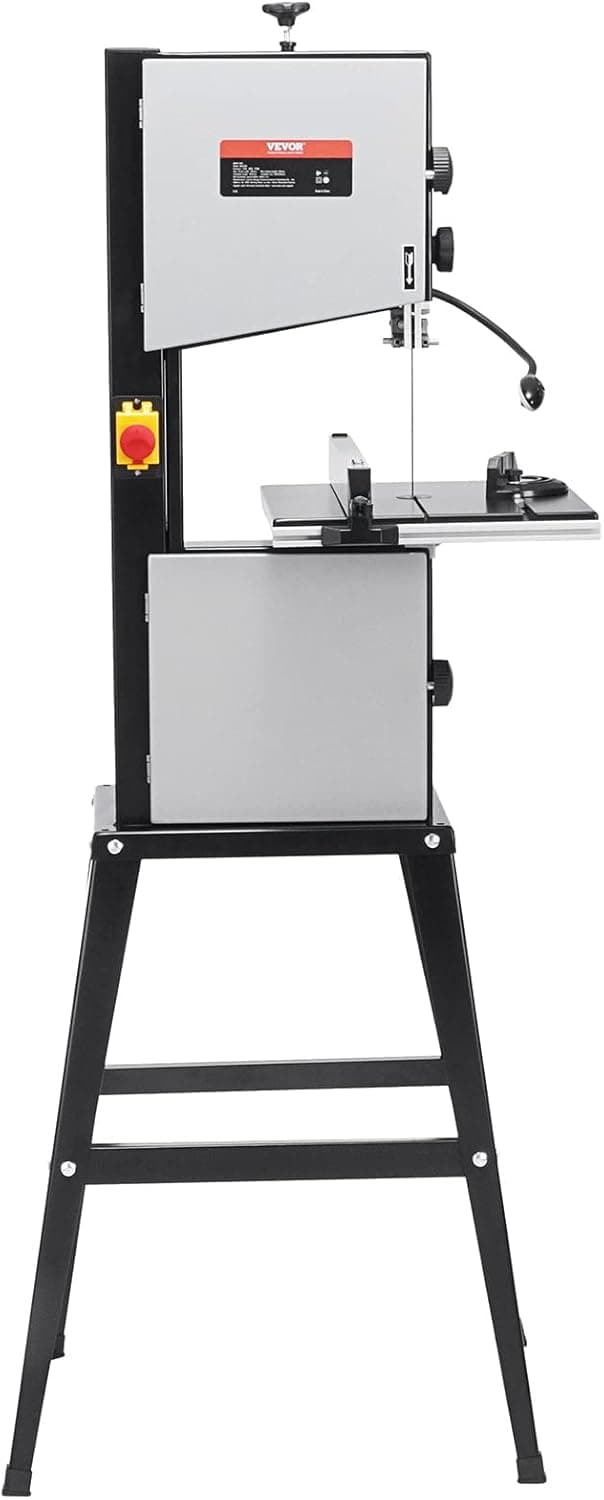 VEVOR Band Saw with Stand, 10-Inch, 560 & 1100 RPM Two-Speed Benchtop Bandsaw, 370W 1/2HP Motor with Metal Stand Optimized Work Light Workbench Fence and Miter Gauge, for Woodworking Aluminum Plastic