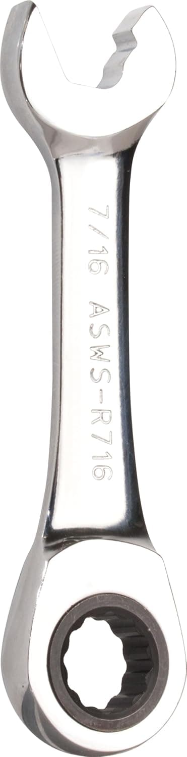 Jonard Tools ASWS-R716, Stubby Ratcheting Combination Speed Wrench, Angled Head, 7/16"