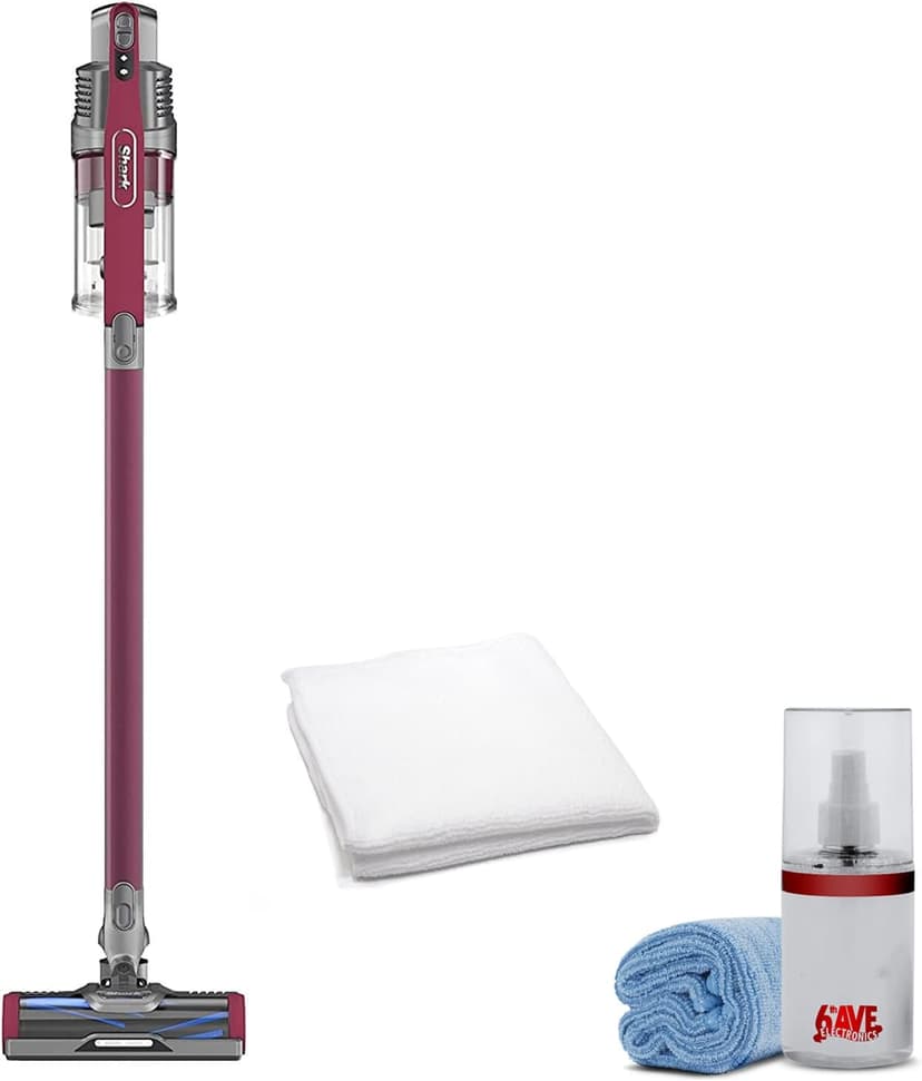 Shark IZ362H Anti-Allergen Cordless Lightweight Stick Vacuum with Self-Cleaning Brushroll,PowerFins,Removable Handheld,Anti-Allergen,40 min runtime,Red + White Towel + Universal Screen Cleaner