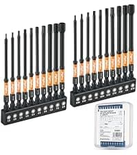 toolant Impact Hex Head Allen Wrench Drill Bit Set 20pcs (Metric&SAE), 1/4” Hex-Shank S2 Steel Hex Bits Set, CNC Machined Tips with Magnetism, 2” Long with Storage Box
