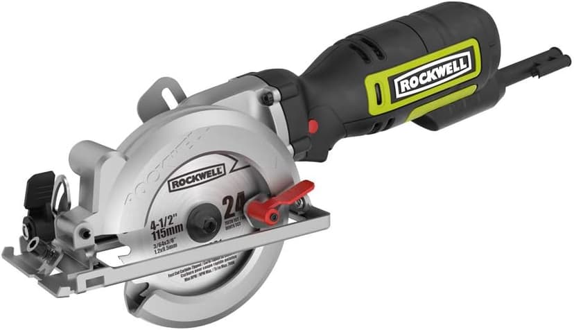 Rockwell 4-1/2” Compact Circular Saw, 5 amps, 3500 rpm, with Dust Port and Starter Kit– RK3441K , Black
