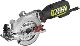 Rockwell 4-1/2” Compact Circular Saw, 5 amps, 3500 rpm, with Dust Port and Starter Kit– RK3441K , Black