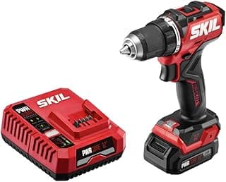 SKIL PWR CORE 12 Brushless 12V 1/2" Compact Variable-Speed Drill Driver Kit with 1/2'' Single-Sleeve, Keyless Chuck & LED Worklight Including 2.0Ah Battery and PWR JUMP Charger - DL6290A-10