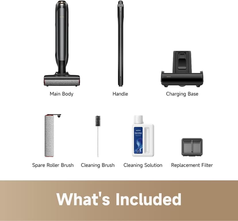 MOVA M10 Cordless Wet Dry Vacuum Cleaner 180° Lie-Flat Smart Vacuum Mop All in One for Hard Floor, 167°F Flashdry Self-Cleaning, Zero inch Dual-Edge Cleaning, 18000Pa Suction, Zero-Tangle for Pet Hair
