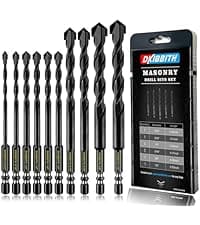 Masonry Concrete Drill Bit Set for Tile, Brick, Glass, Plastic and Wood, Tungsten Carbide Tip Work with Ceramic Tile, Wall Mirror, Paver on Concrete or Brick Wall, 10 Pcs