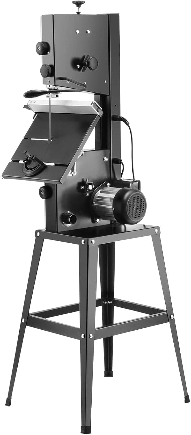 VEVOR Band Saw with Stand, 10-Inch, 560 & 1100 RPM Two-Speed Benchtop Bandsaw, 370W 1/2HP Motor with Metal Stand Optimized Work Light Workbench Fence and Miter Gauge, for Woodworking Aluminum Plastic