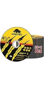 Cut Off Wheels 4-1/2", PRETEC 50+5 Pack Metal Cutting Wheel,Thin 4.5” Metal & Stainless Steel Fast Cutting Discs for Angle Grinder - 7/8" Arbor Hole