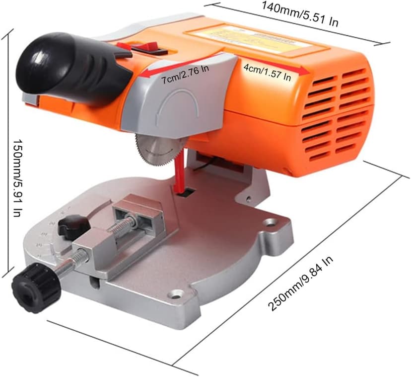 45° Miter Mini Benchtop Cut-Off Saw,Hobby Crafts Mini Cuts Wood Metal W/Clamping Tool,Adjustable Cutting Angle & 7800r/Min For Metal Wood Plastic.