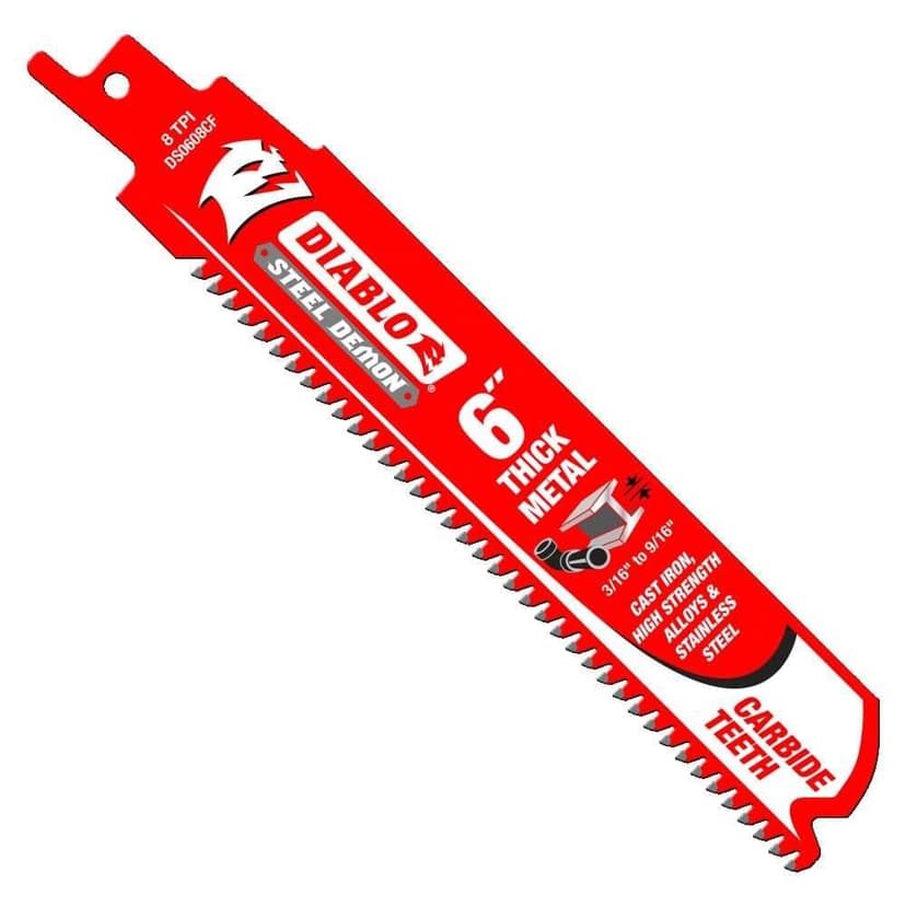 Diablo Steel Demon Carbide Teeth Reciprocating Saw Blade For Thick Metal - Designed for Extreme Metal Cutting - 6" Length, 8 TPI - DS0608CF