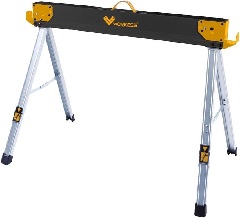 Saw Horses 2 Pack Folding, Heavy Duty Sawhorse Table 2600 Lbs Load Capacity with 2x4 Support Legs, Portable Folding and Fast Open Legs and Easy Grip Handle for Woodworking.