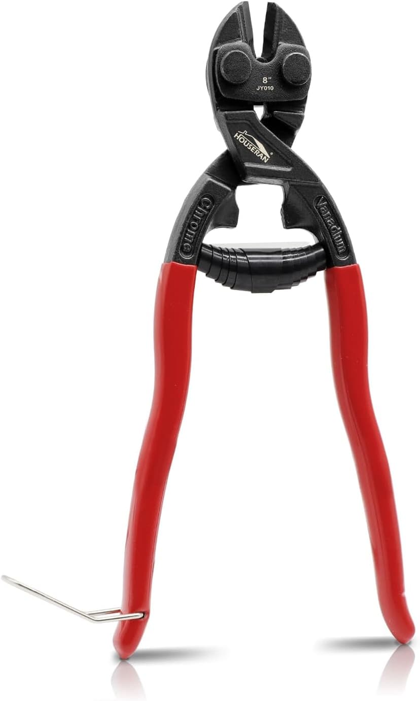 8 Inch Mini Bolt Cutters, Compact Bolt Cutter with Recess and Spring, Small Bolt Cutters, CR-V Steel Blade for Wires, Cables, Rivets, Chains, Screws, Bolts