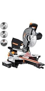 12-Inch Dual-Bevel Miter Saw, Compound Sliding Miter Saw, Ambidextrous Operation, 3800RPM, 4.2 x 13in Cutting Capacity, Laser Guide, 0-45° Bevel & Miter Cut, 9 Positive Stops, 15-Amp Corded