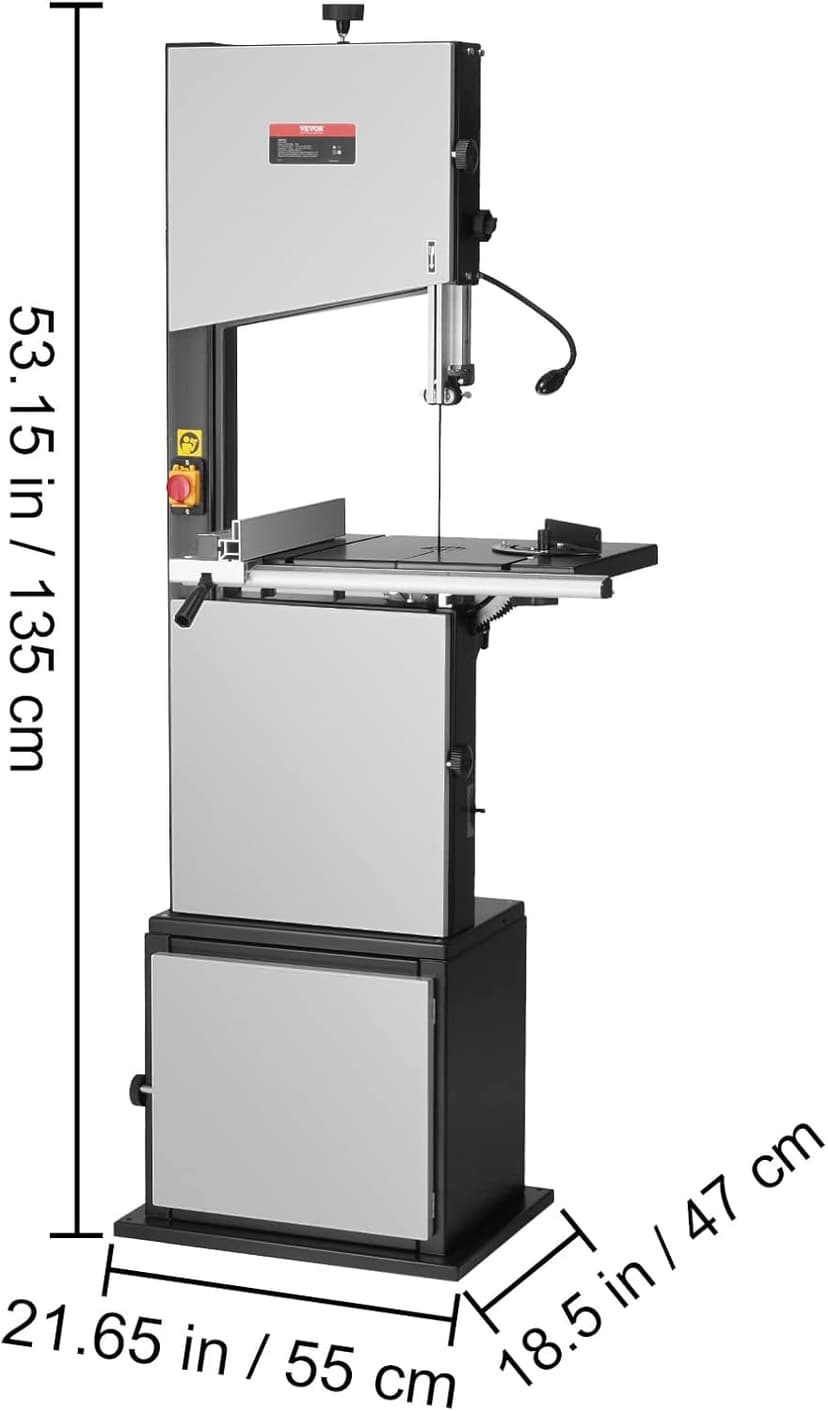 VEVOR Band Saw, 14-Inch, 480-960 RPM Continuously Viable Benchtop Bandsaw, 1100W 1-1/2HP Motor, with Optimized Work Light Workbench Stand Cabinet Assembly and Miter Gauge, for Woodworking Aluminum