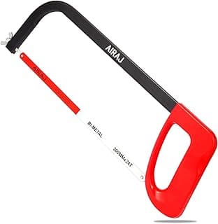 AIRAJ 12 In High-Tension Hacksaw with 24 TPI Bi-Metal Blade,Hand Saw Suitable for Metal, Wood, PVC