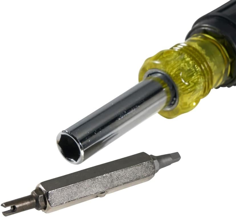 Klein Tools 32527 Multi-Bit Screwdriver / Nut Driver, 11-in-1 with Phillips, Slotted, Square, and Schrader Bits and Nut Drivers