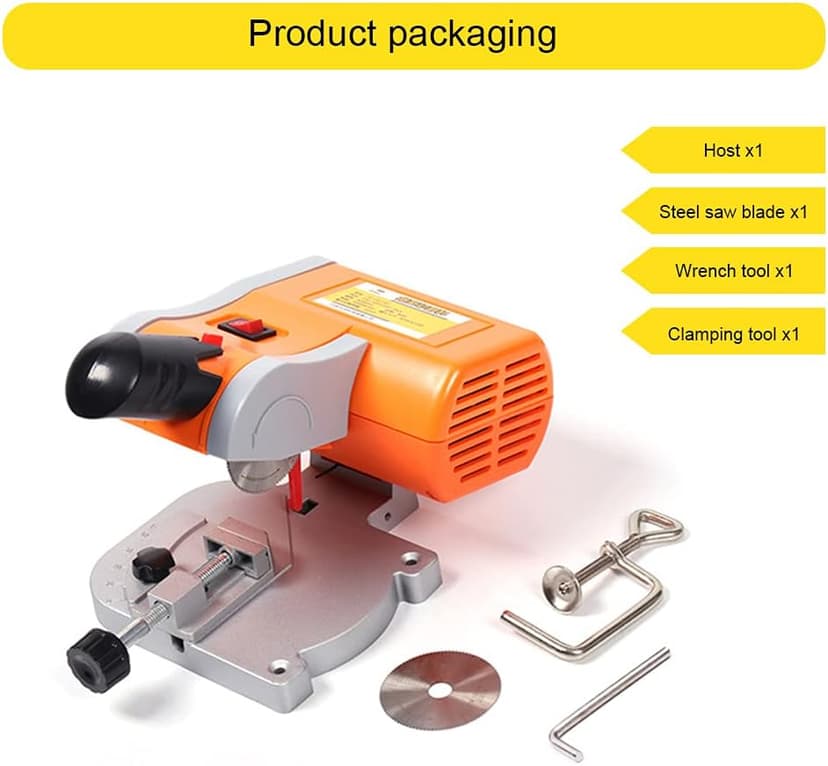 45° Miter Mini Benchtop Cut-Off Saw,Hobby Crafts Mini Cuts Wood Metal W/Clamping Tool,Adjustable Cutting Angle & 7800r/Min For Metal Wood Plastic.