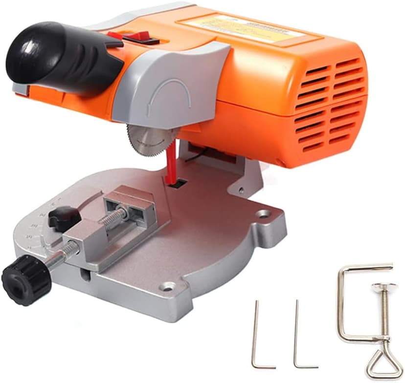 45° Miter Mini Benchtop Cut-Off Saw,Hobby Crafts Mini Cuts Wood Metal W/Clamping Tool,Adjustable Cutting Angle & 7800r/Min For Metal Wood Plastic.