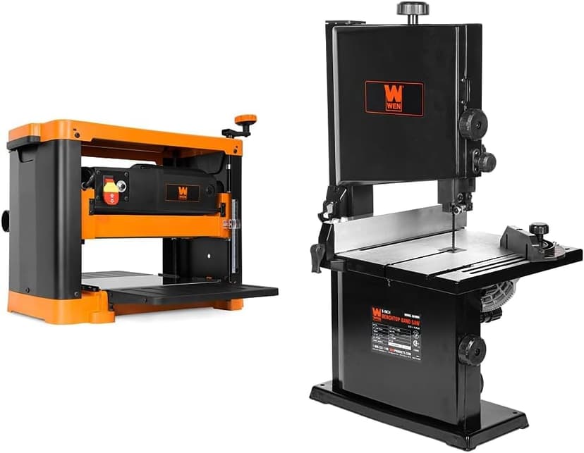 WEN PL1252 15-Amp 12.5-Inch Two-Blade Benchtop Thickness Planer, Black & 9-Inch Band Saw, 2.8-Amp Benchtop (BA3959)