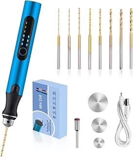 3-Speed Cordless Mini Drill Pen With 8 Small Drill Bits,Rechargeable Electric Hand Drill Pin Vise,Resin Drill Set For Jewelry Making,Resin,Plastic,Wood,Keychains DIY (BLUE)