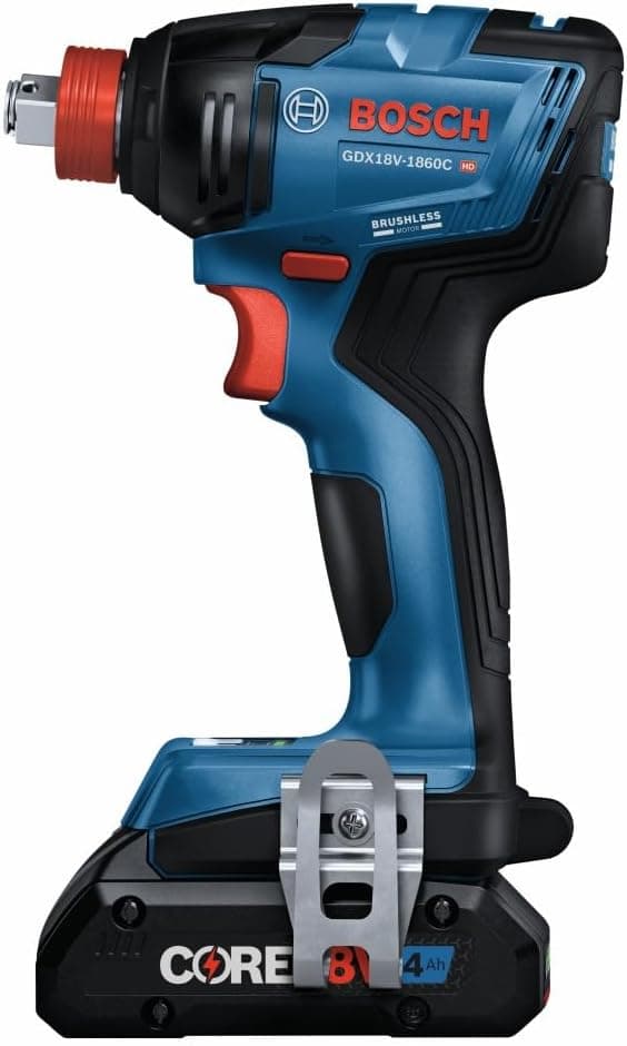 BOSCH GDX18V-1860CB15 18V Connected-Ready Two-In-One 1/4 In. and 1/2 In. Bit/Socket Impact Driver/Wrench Kit with (1) CORE18V 4 Ah Advanced Power Battery