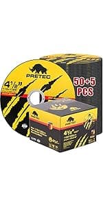Cut Off Wheels 4-1/2", PRETEC 50+5 Pack Metal Cutting Wheel,Thin 4.5” Metal & Stainless Steel Fast Cutting Discs for Angle Grinder - 7/8" Arbor Hole