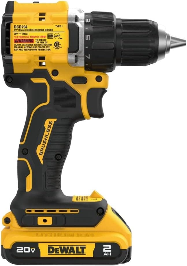 DEWALT DCD794D1 20V MAX ATOMIC COMPACT SERIES Brushless Lithium-Ion 1/2 in. Cordless Drill Driver Kit (2 Ah)
