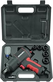Beswell® 1/2-Inch Air Impact Wrench-1180 Foot-Pounds Max Loosen Torque Output-Well Balanced Lightweight 4.6Lbs-Includes 5-Pieces CR-V Steel SAE Impact Sockets Set & Carrying Case