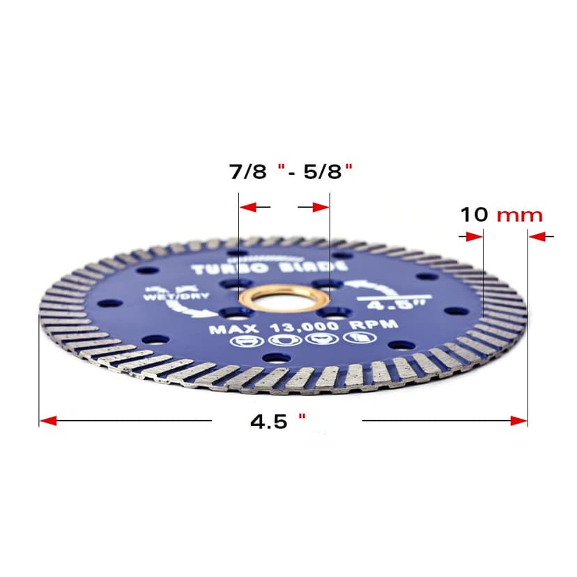 7" Diamond Turbo Blade Granite Diamond Blade for Granite Marble Porcelain Tile Wet/Dry Cutting