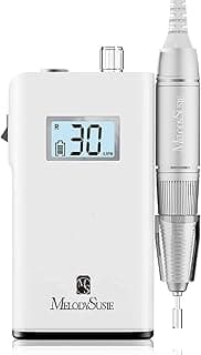 MelodySusie Professional Rechargeable 30000 rpm Nail Drill,SC320H Portable Electric E File Scamander, Acrylic Gel Grinder Tools with 6 Bits and Sanding Bands for Manicure Pedicure Carve Polish (White)