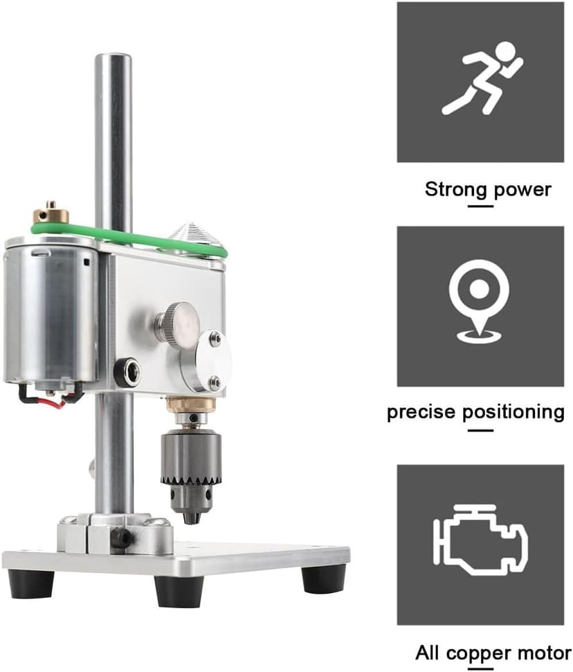 Mini Drill Press, Precision Variable Speed Benchtop Drill Press, Electric Portable Bench Drilling Machine JT0 Chuck CNC 360° Rotating for Metal Wooden DIY Jewelry Making Crafts Tool