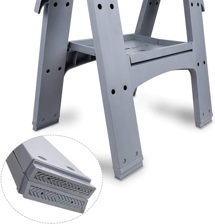 Amazon Basics Rectangular Folding Sawhorse - Set of 2, 900 Pound Capacity, Orange and Grey