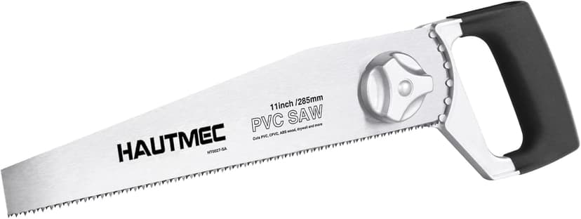 HAUTMEC Heavy Duty 11-Inch PVC/ABS Pipe Saw And General Purpose Hand saw, Adjustable Cutting Angle, For Cutting Pipe In Tight Spaces, for Trimming, Gardening, Wood, Drywall, And Plastic HT0027-SA